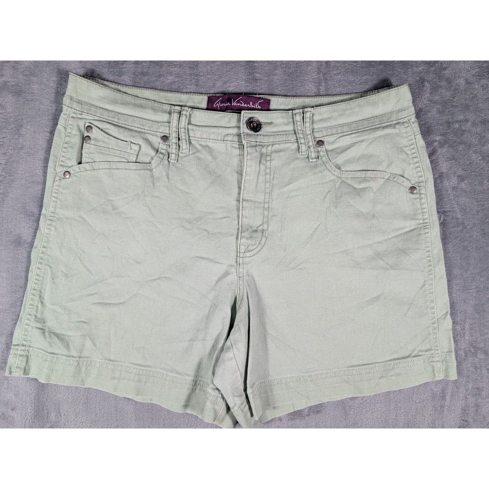 Gloria Vanderbilt Womens Sage Green Denim Shorts Mid Rise Casual‎ Summer Size 14